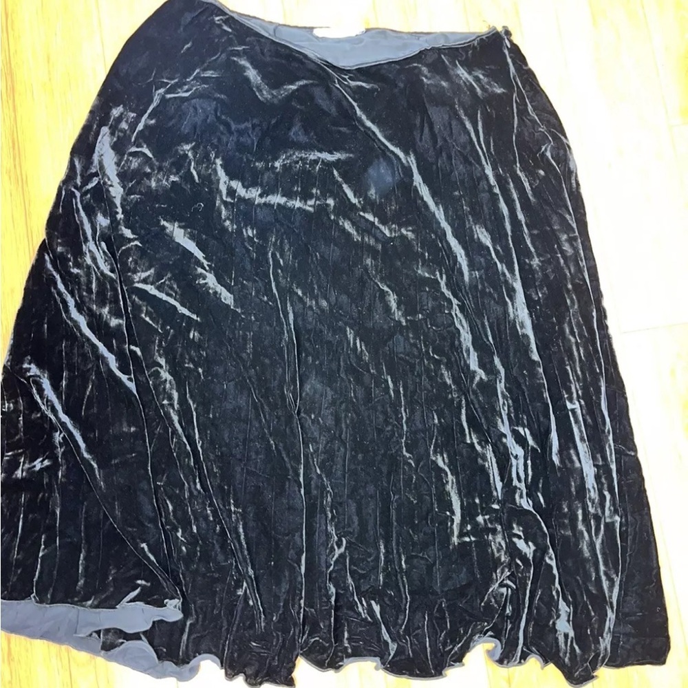Marina Rinaldi Designer Velvet Plus Size Skirt Black Size 23 Classy